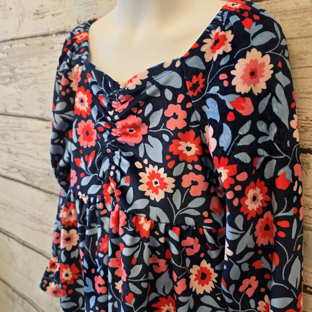Millie Loves Lily Kids Casual Dress - Blue and Pink Floral Size 5